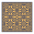 Handmade folk kilim area rug — navy with red, green and gold pattern