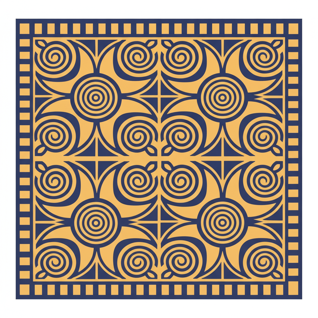 Handmade folk kilim area rug — navy with red, green and gold pattern