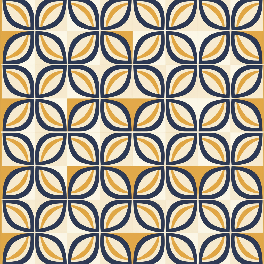 Living Room Area Rug mid-century geometric print
