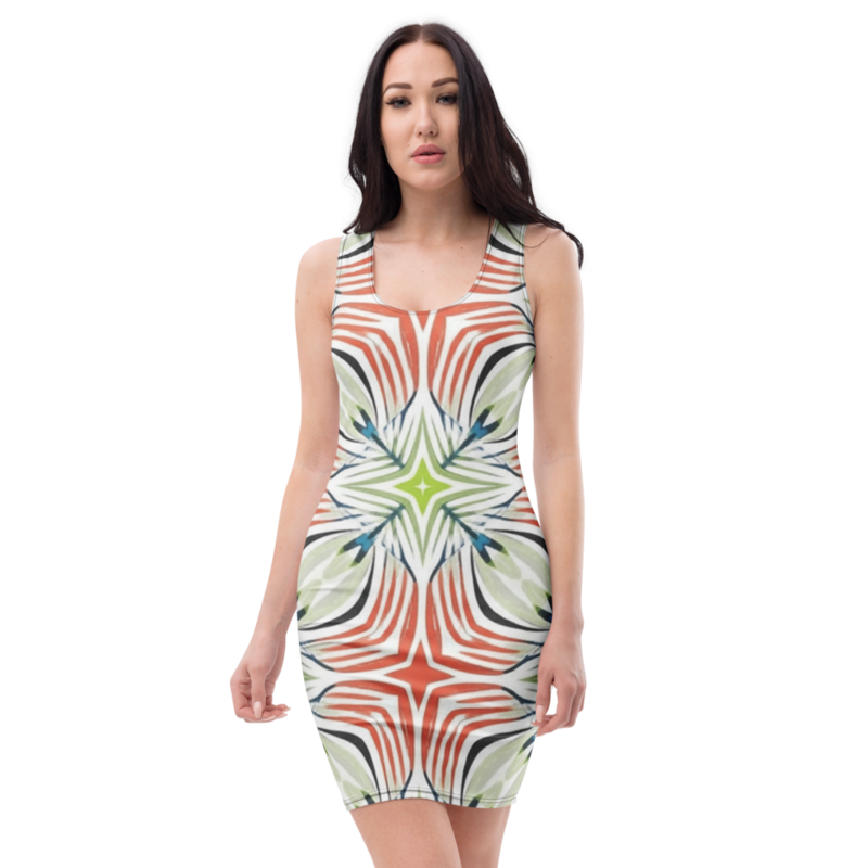 All-Over Print Bodycon Dress on model
