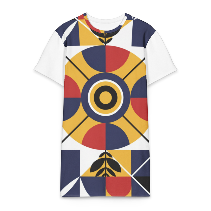 Oversized all-over print cotton t-shirt dress