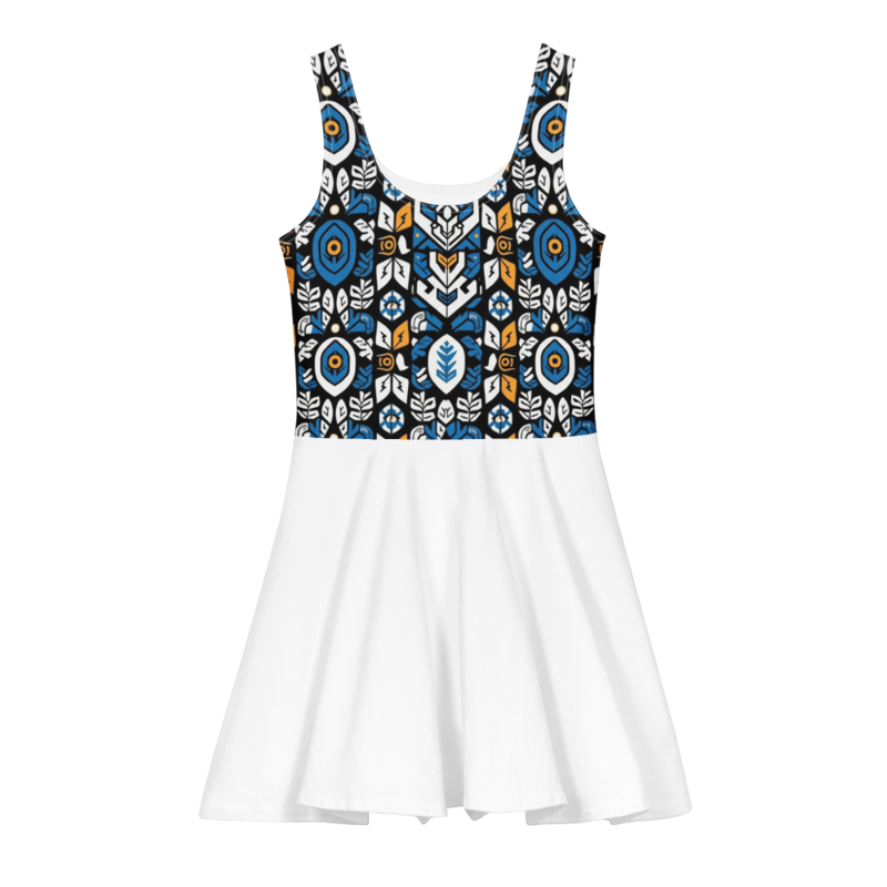 All-over print cotton skater dress